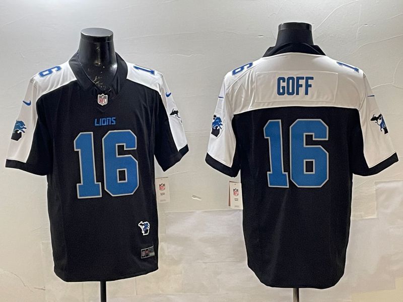 Men Detroit Lions #16 Goff Black Thanksgiving three generations 2025 Nike Limited NFL Jersey style 4->detroit lions->NFL Jersey